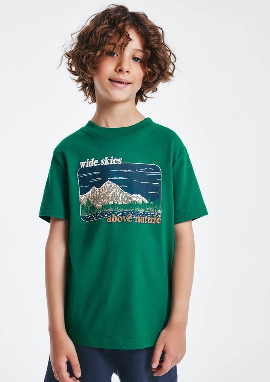Foto do produto: Camiseta Infantil Menino Manga Curta Com Estampa - Verde