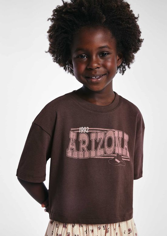Foto do produto: Blusa Infantil Menina Box Oversized Super Cotton - Marrom
