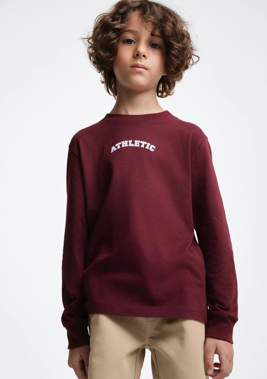 Foto do produto: Camiseta Infantil Menino Manga Longa Com Estampa - Vinho