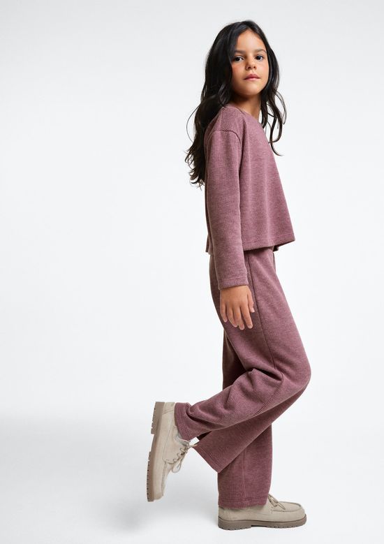 Foto do produto: Calça Infantil Menina Wide Leg Em Tricô - Vinho