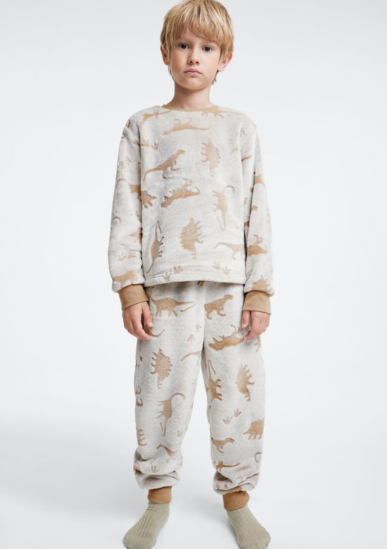 Foto do produto: Pijama Infantil Menino Fleece Estampado - Bege