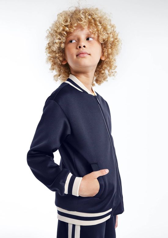 Foto do produto: Jaqueta Infantil Bomber Com Detalhes Em Retilínea - Azul