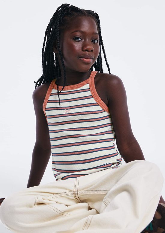 Foto do produto: Regata Infantil Menina Halter Neck Listrada Em Ribana - Rosa