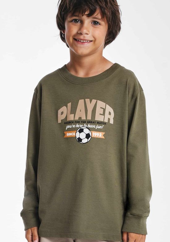Foto do produto: Camiseta Infantil Menino Manga Longa Com Estampa - Verde