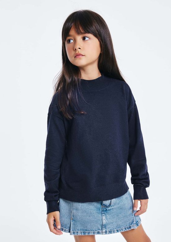 Foto do produto: Blusa Infantil Menina Tricô Gola Alta - Azul