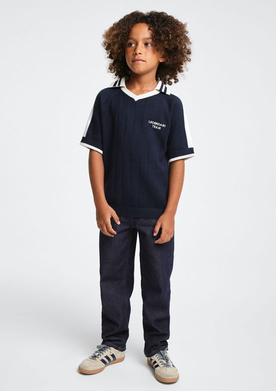 Foto do produto: Polo Infantil Menino Em Tricô Canelado - Azul