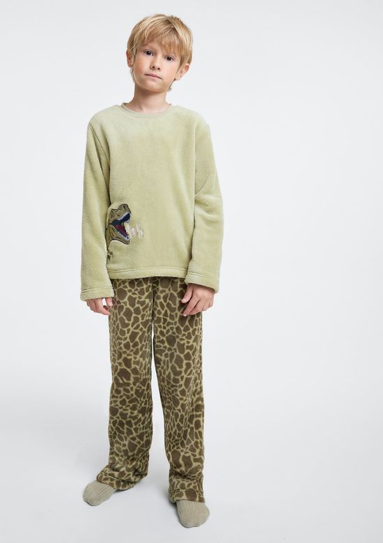 Foto do produto: Pijama Infantil Menino Longo Estampado Em Fleece - Verde