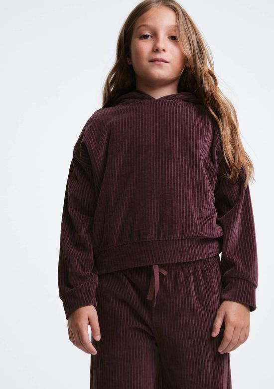Foto do produto: Blusão Infantil Menina Oversized Em Veludo - Vinho
