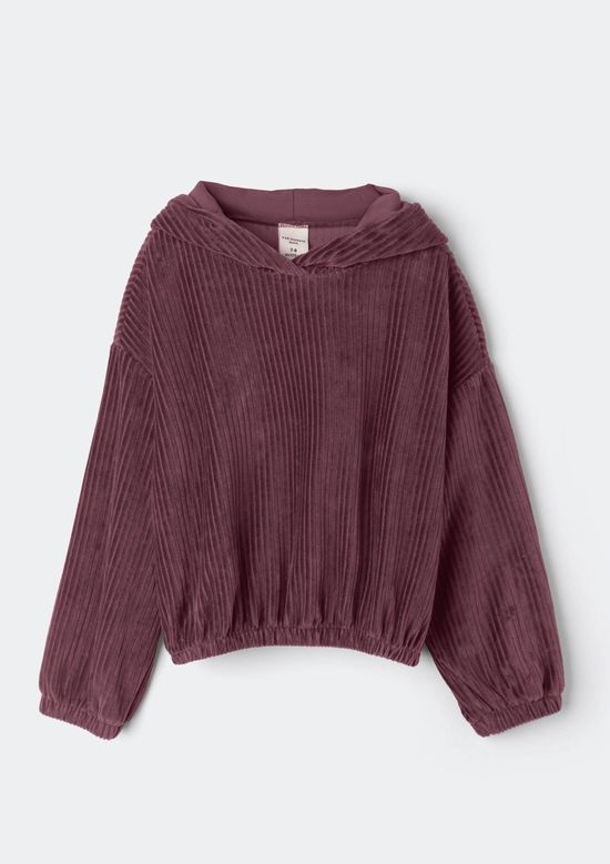 Foto do produto: Blusão Infantil Menina Oversized Em Veludo - Vinho