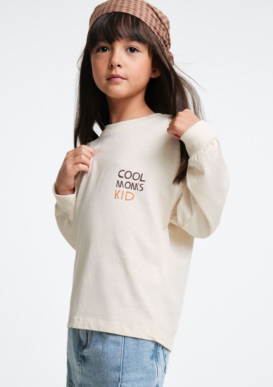 Foto do produto: Blusa Infantil Menina Oversized Manga Longa Estampada - Off white