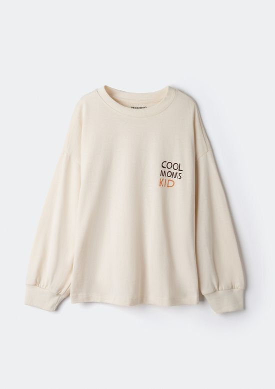 Foto do produto: Blusa Infantil Menina Oversized Manga Longa Estampada - Off white