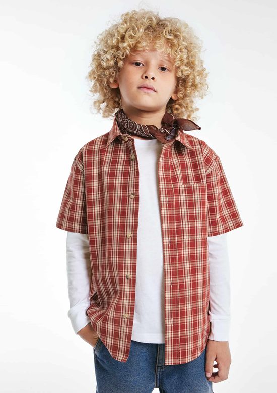 Foto do produto: Camisa Infantil Menino Tricoline Xadrez - Vermelho