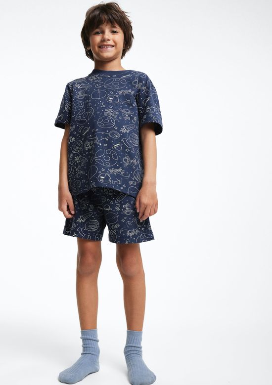 Foto do produto: Pijama Curto Infantil Que Brilha no Escuro - Azul