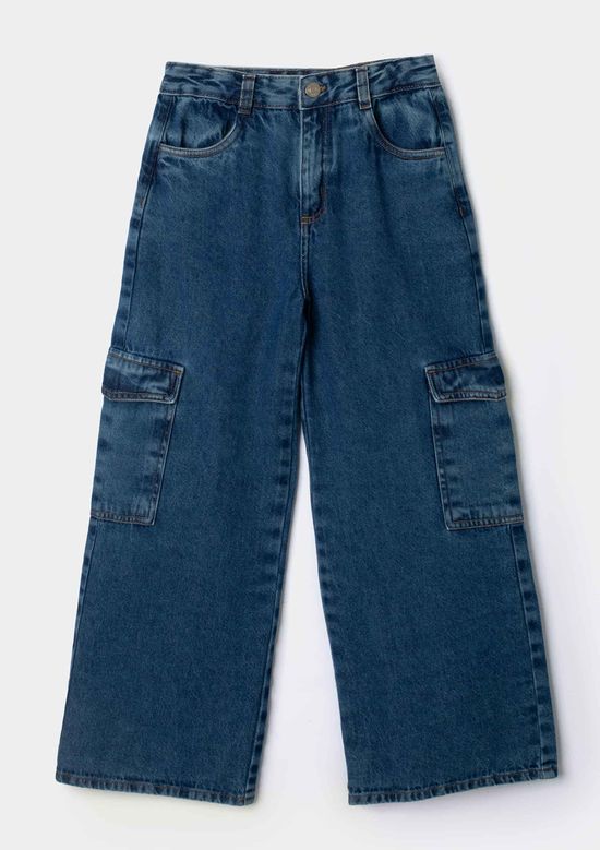 Foto do produto: Calça Jeans Wide Leg Infantil Menina - Azul