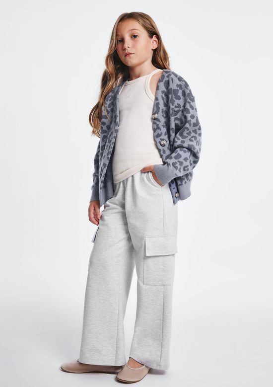Foto do produto: Calça Infantil Menina Cargo Em Moletom Sarjado - Cinza