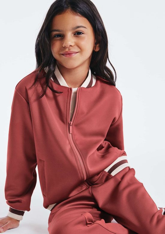 Foto do produto: Jaqueta Infantil Bomber Com Detalhes Em Retilínea - Vermelho
