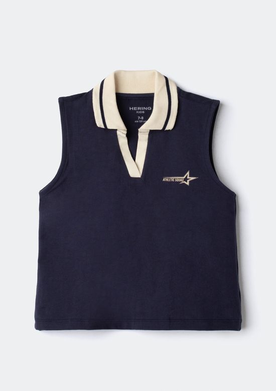 Foto do produto: Polo Infantil Menina Regata Com Estampa - Azul
