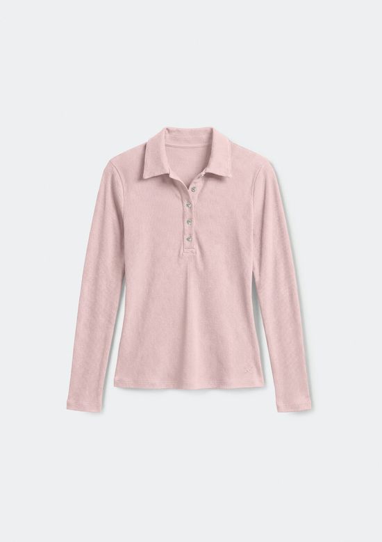 Foto do produto: Polo Infantil Menina Manga Longa Em Ribana - Rosa