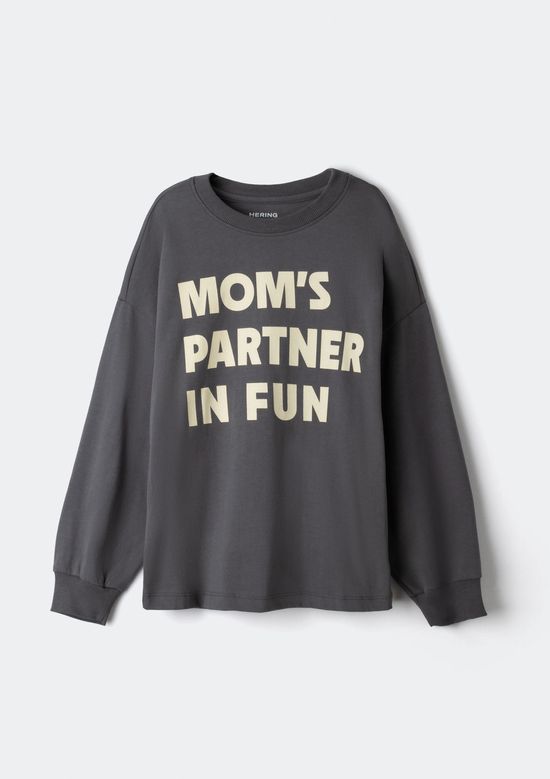 Foto do produto: Blusa Infantil Menina Oversized Manga Longa Estampada - Cinza