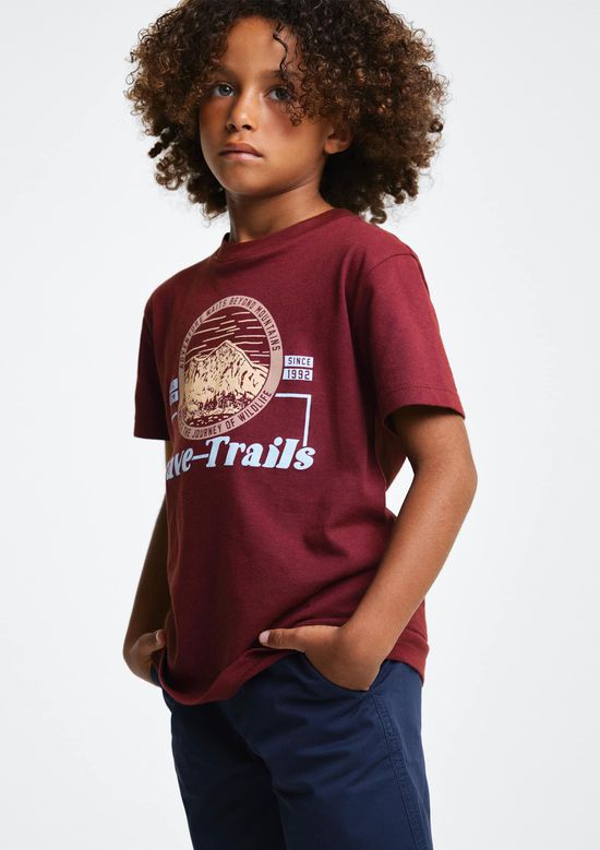 Foto do produto: Camiseta Infantil Menino Manga Curta Com Estampa - Vinho