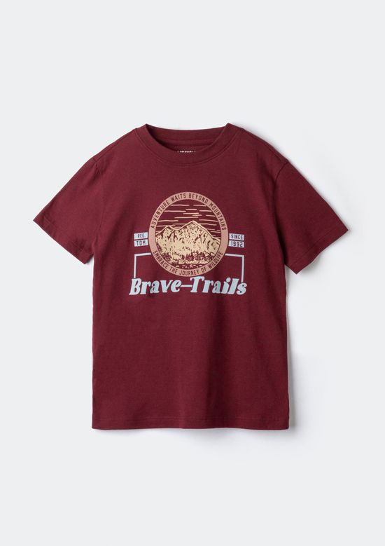 Foto do produto: Camiseta Infantil Menino Manga Curta Com Estampa - Vinho
