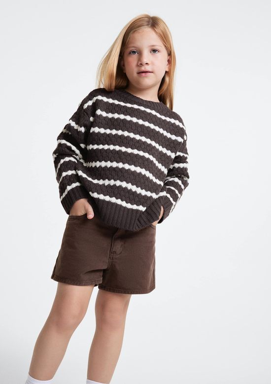 Foto do produto: Blusão Infantil Menina Tricô Texturizado - Marrom
