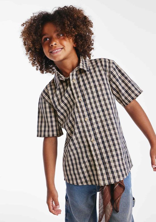Foto do produto: Camisa Infantil Menino Tricoline Xadrez - Azul