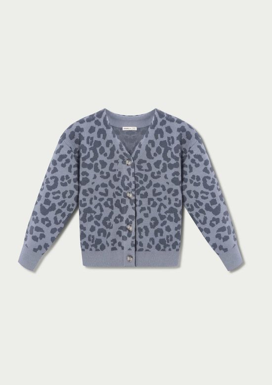 Foto do produto: Cardigan Infantil Menina Em Tricô Animal Print - Cinza