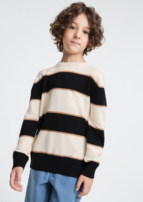 Foto do produto: Suéter De Tricô Infantil Menino Listrado - Preto