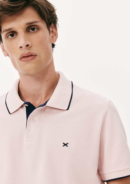 Foto do produto: Camisa Polo Básica Masculina Em Piquet Com Bordado - Rosa