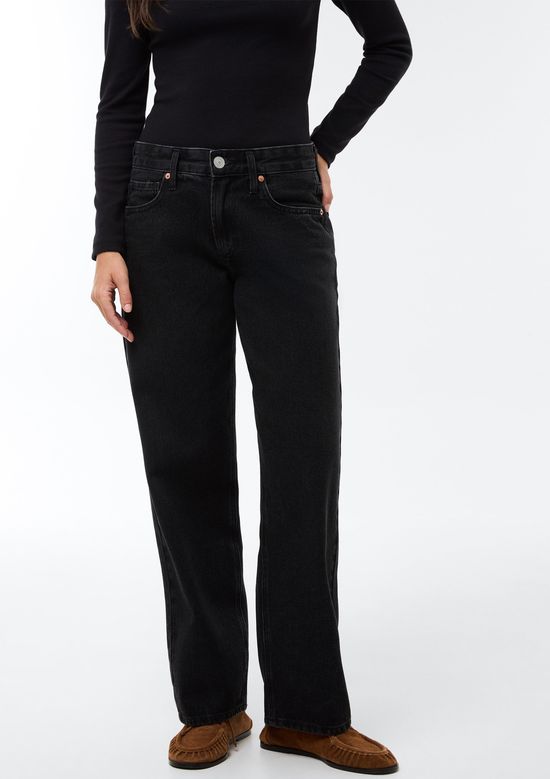 Foto do produto: Calça Jeans Feminina Reta Cintura Baixa - Preto