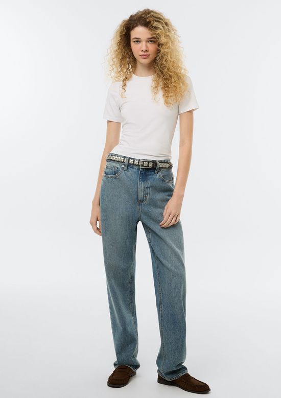 Foto do produto: Calça Jeans Feminina Reta Cintura Média - Azul