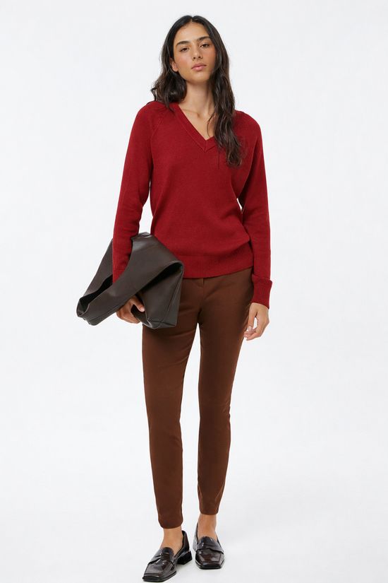 Foto do produto: Blusão Feminino Decote V Em Tricô - Vermelho