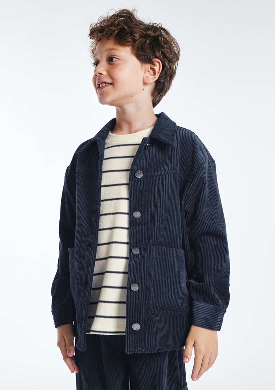 Foto do produto: Camisa Infantil Menino Em Veludo Cotelê - Azul