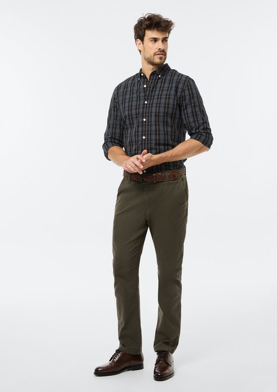 Foto do produto: Camisa Básica Masculina Manga Longa Slim Xadrez - Azul