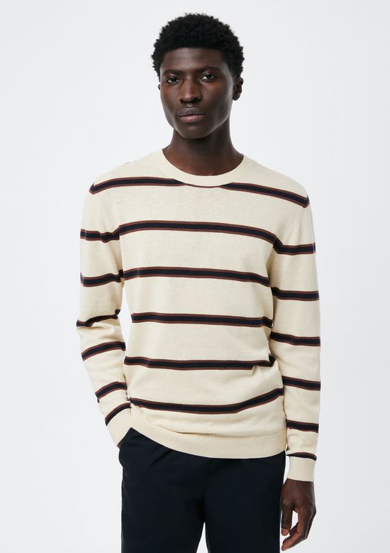 Foto do produto: Blusão Básico Masculino Listrado Em Tricô - Off white