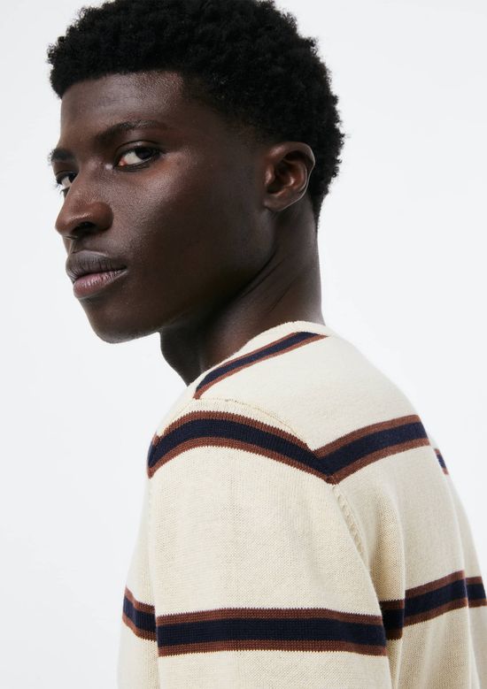 Foto do produto: Blusão Básico Masculino Listrado Em Tricô - Off white