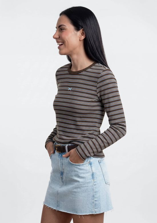 Foto do produto: Blusa Feminina Manga Longa Listrada - Azul