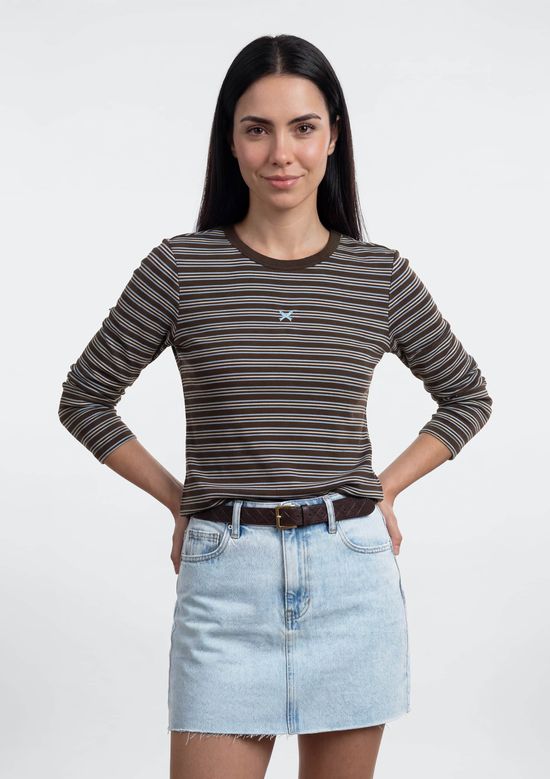 Foto do produto: Blusa Feminina Manga Longa Listrada - Azul