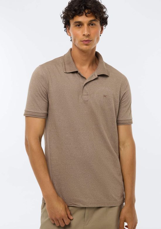 Foto do produto: Camisa Polo Básica Masculina Em Malha Texturizada - Marrom