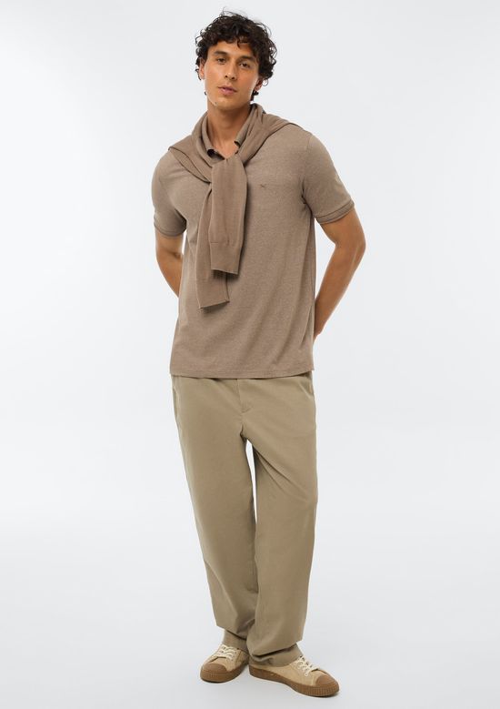Foto do produto: Camisa Polo Básica Masculina Em Malha Texturizada - Marrom