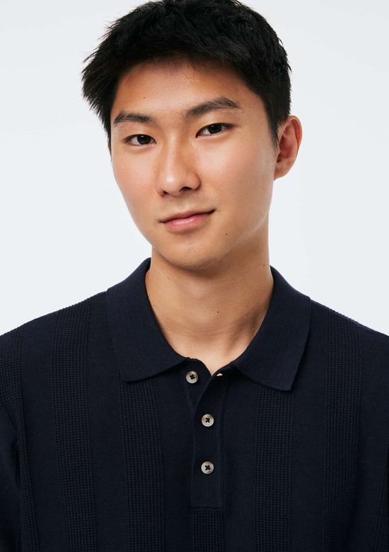Foto do produto: Polo Masculina em Tricô Texturizado - Azul