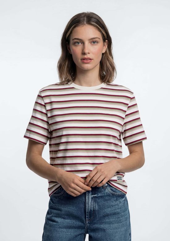 Foto do produto: Camiseta Feminina Box Listrada - Off white
