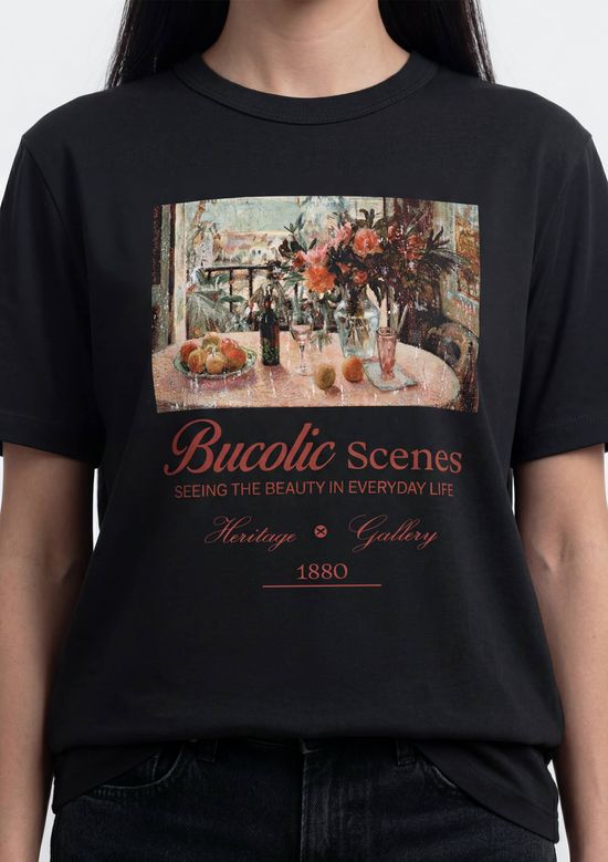 Foto do produto: Blusa Feminina Manga Curta Estampada - Preto