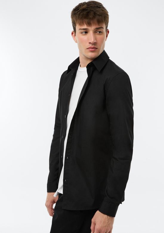 Foto do produto: Camisa Masculina Em Tricoline - Preto