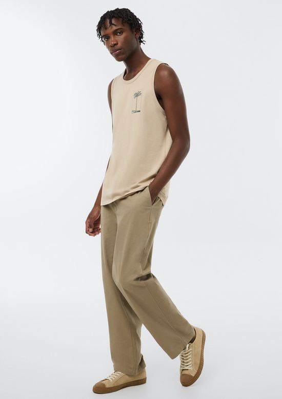 Foto do produto: Regata Básica Masculina Regular Com Estampa - Bege