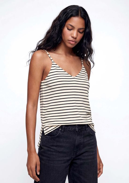 Foto do produto: Regata Feminina Alças Finas Com Elastano - Off white