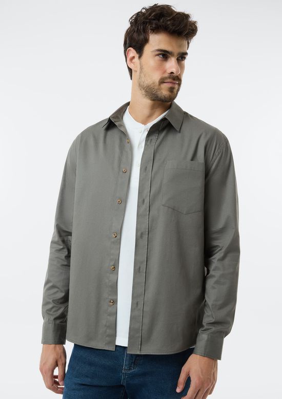 Foto do produto: Camisa Masculina Comfort Em Sarja - Verde