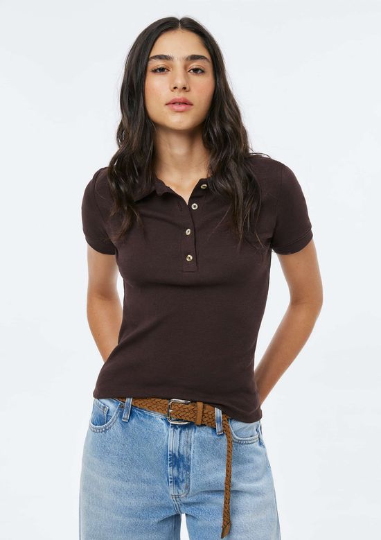 Foto do produto: Polo Feminina Em Ribana Ultra Soft - Marrom