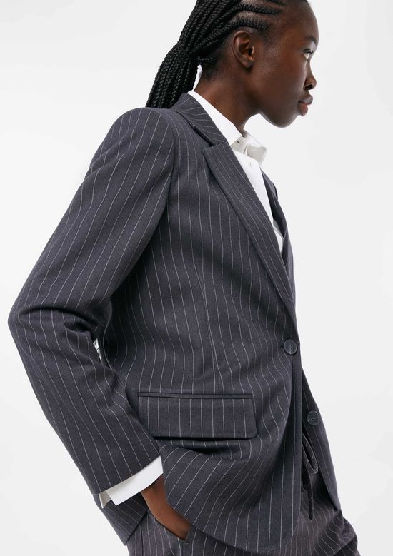 Foto do produto: Blazer Feminino Risca De Giz Fio Tinto - Cinza